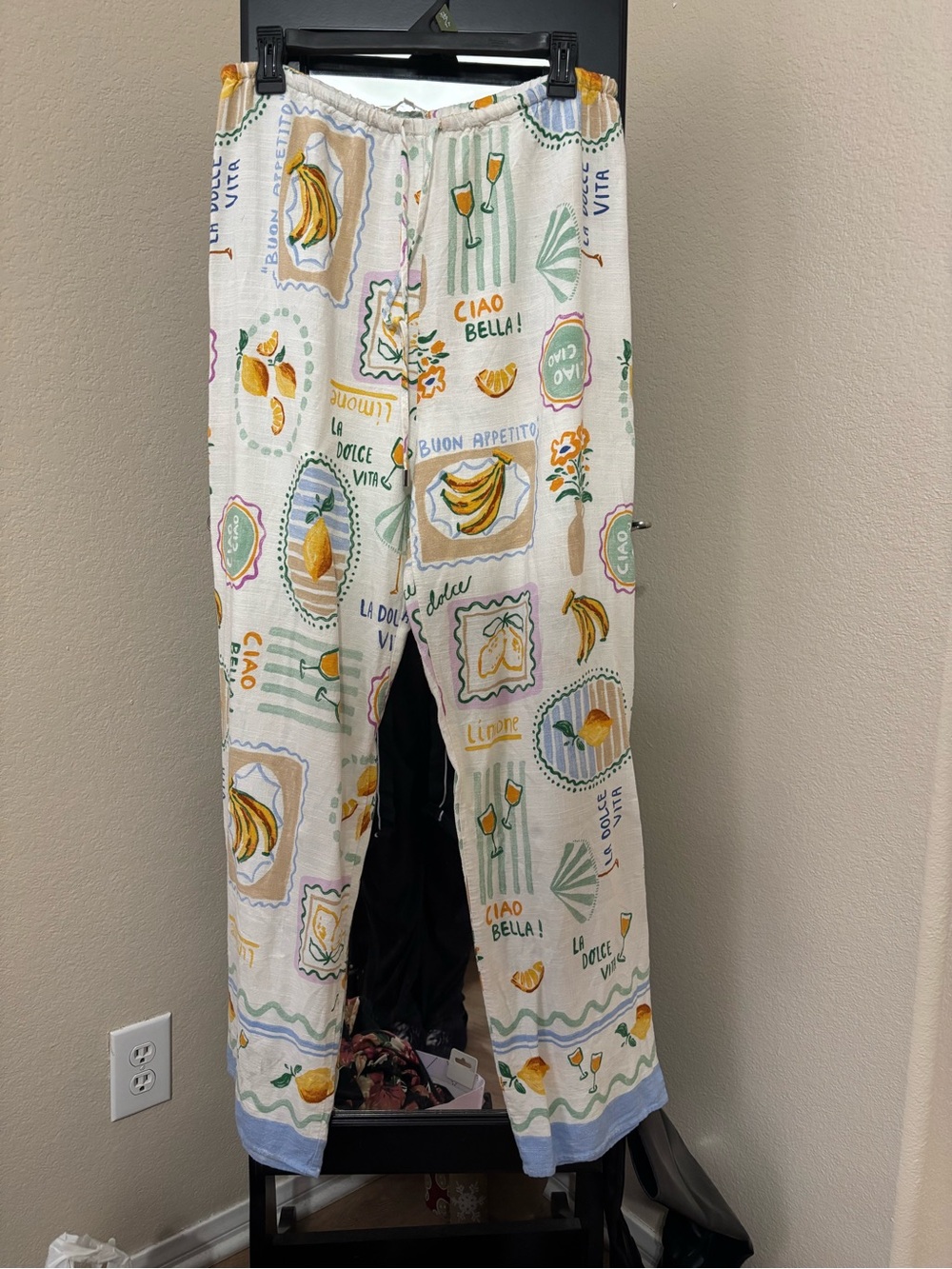 White Citrus Print Lounge Pajama Pants